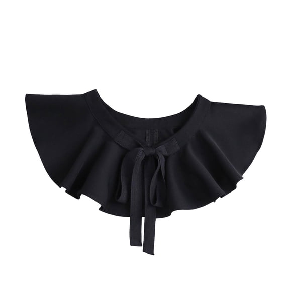 Women's False Neck Little Shawl Top Flounces Detachable Fake Neck for Half Shirt Black