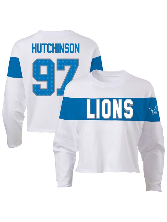 Women's Fanatics Aidan Hutchinson Ash Detroit Lions Plus Size Name & Number T-Shirt