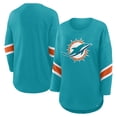 thumbnail image 1 of Women's Fanatics  Aqua Miami Dolphins Redzone 3/4-Sleeve T-Shirt, 1 of 3