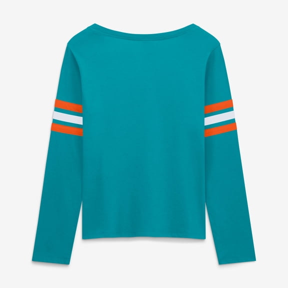 Women's Fanatics Aqua Miami Dolphins Team First Coverage Scheme Lace-Up Long Sleeve T-Shirt