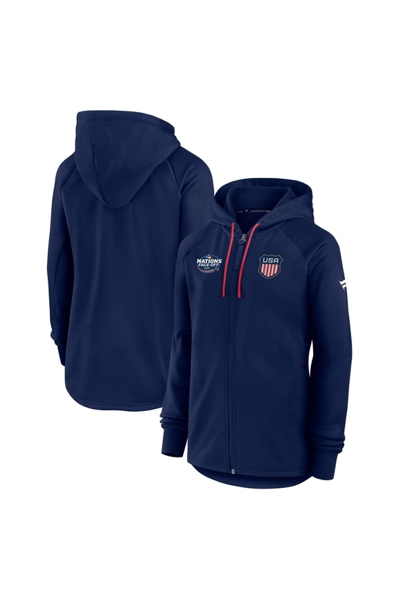 Women's Fanatics Athletic Navy USA 2025 4 Nations Face-Off Authentic Pro Fleece Full-Zip Jacket