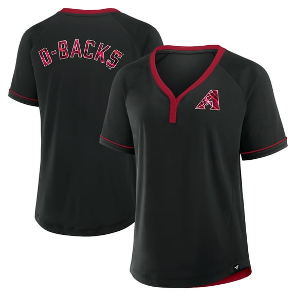 Women's Fanatics Black Arizona Diamondbacks League Diva Star Raglan V-Neck T-Shirt