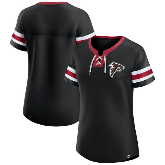Women's-Fanatics Black Atlanta Falcons Lace-Up Bling T-Shirt