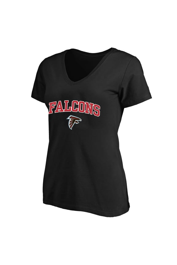 Women's Fanatics Black Atlanta Falcons Plus Size Arch Over Logo V-Neck T-Shirt