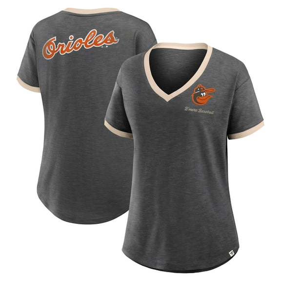 Women's Fanatics Black Baltimore Orioles Binge Worthy Stadium Slub V-Neck T-Shirt