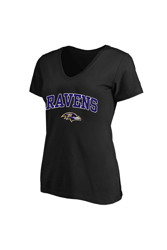 Women's Fanatics Black Baltimore Ravens Plus Size Arch Over Logo V-Neck T-Shirt