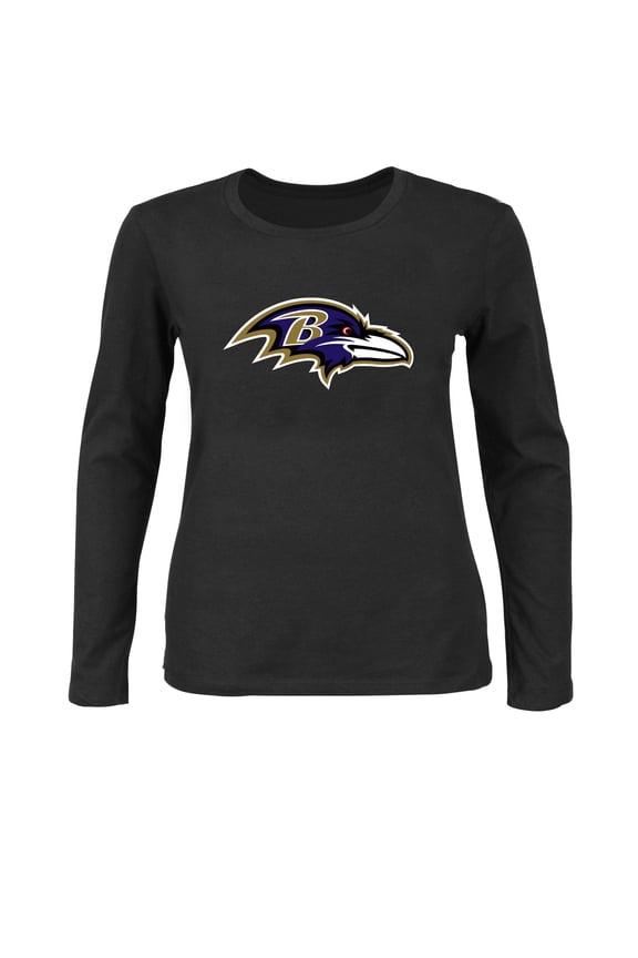 Women's Fanatics Black Baltimore Ravens Plus Size Primary Logo Long Sleeve T-Shirt