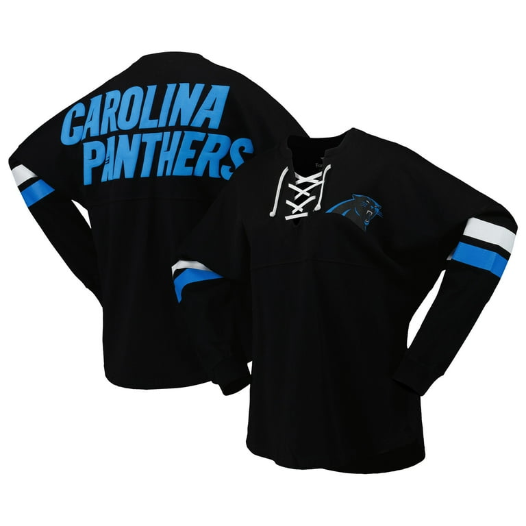 Women's Fanatics Black Carolina Panthers Spirit Jersey Lace-Up V