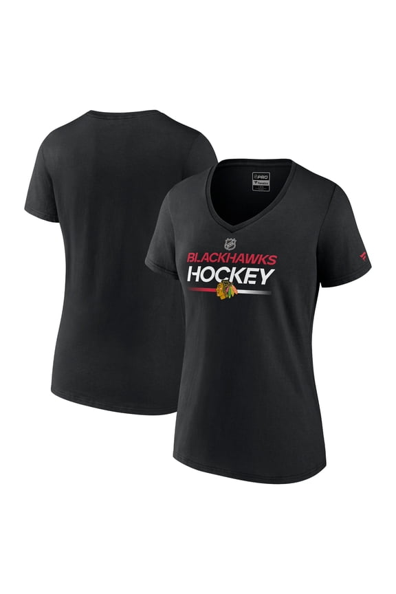 Women's Fanatics  Black Chicago Blackhawks Authentic Pro V-Neck T-Shirt