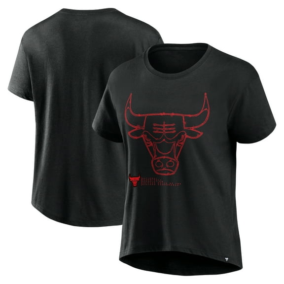Women's Fanatics  Black Chicago Bulls Hand Check T-Shirt