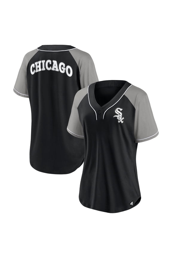 Women's Fanatics Black Chicago White Sox Ultimate Style Raglan V-Neck T-Shirt