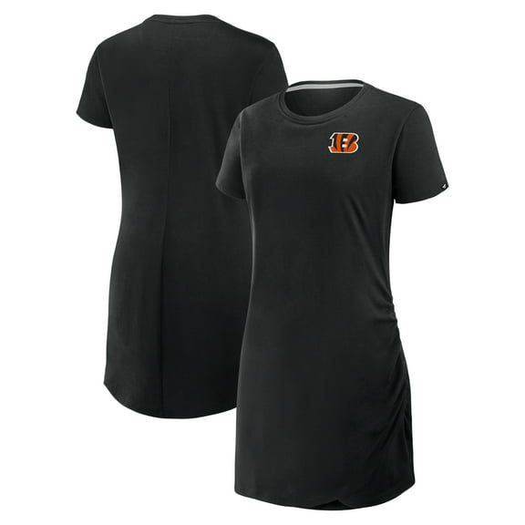 Women's Fanatics Black Cincinnati Bengals Ruched Drape T-Shirt Dress