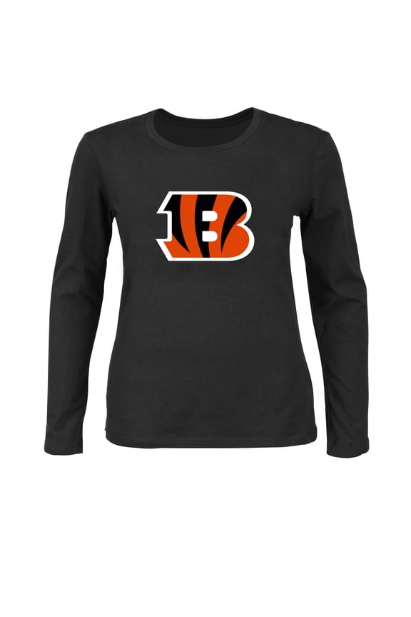 Women's Fanatics Black Cincinnati Bengals Plus Size Primary Logo Long Sleeve T-Shirt
