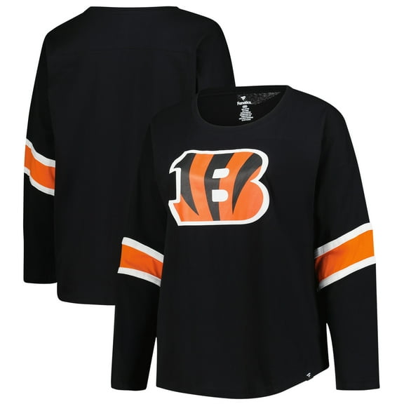 Women's Fanatics Black Cincinnati Bengals Plus Size Redzone 3/4-Sleeve Scoop Neck T-Shirt