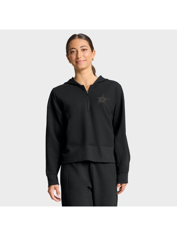 Women's Fanatics Black Dallas Stars Authentic Pro Road Tri-Blend Quarter-Zip Hoodie