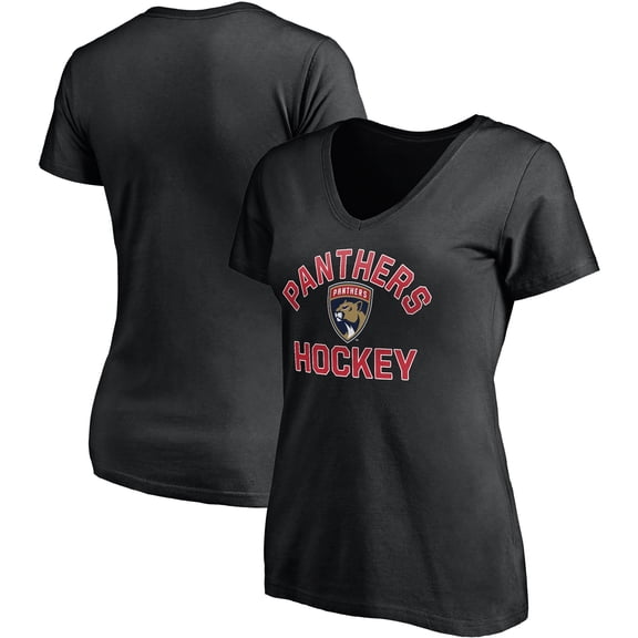 Women's Fanatics Black Florida Panthers Overtime V-Neck T-Shirt
