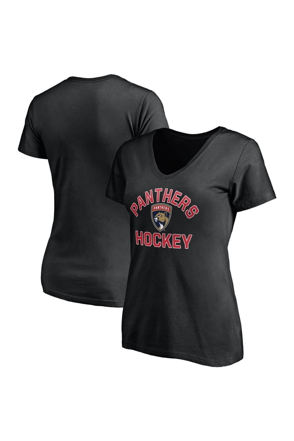 Women's Fanatics Black Florida Panthers Overtime V-Neck T-Shirt