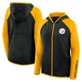 thumbnail image 1 of Women's Fanatics Black/Gold Pittsburgh Steelers Redzone End Around Pass Raglan Full-Zip Hoodie, 1 of 3
