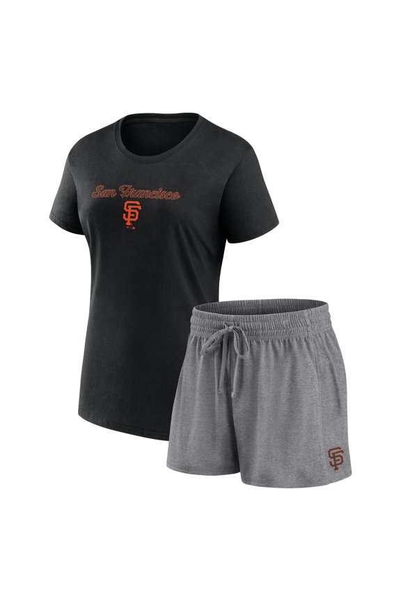 Women's Fanatics Black/Gray San Francisco Giants Script T-Shirt & Shorts Combo Set