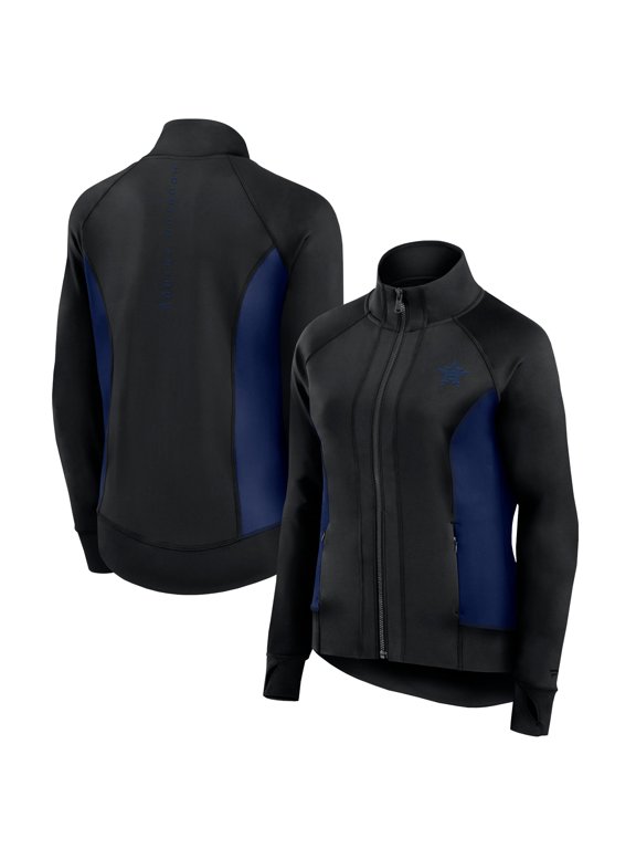 Women's Fanatics Black Houston Astros Studio Fitted Full-Zip Gym Track Jacket