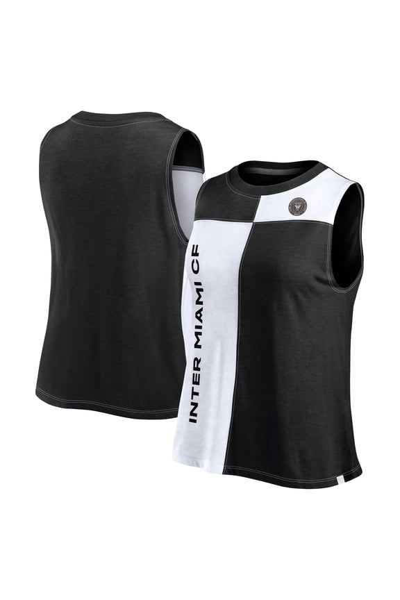 Women's Fanatics Black Inter Miami CF Script Colorblock Tank Top