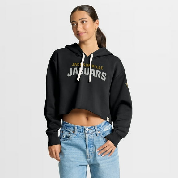 Women's Fanatics Black Jacksonville Jaguars Oversized Hometown Heritage Cropped Hoodie