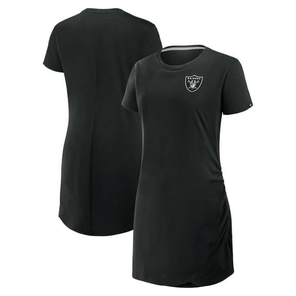 Women's Fanatics Black Las Vegas Raiders Ruched Drape T-Shirt Dress