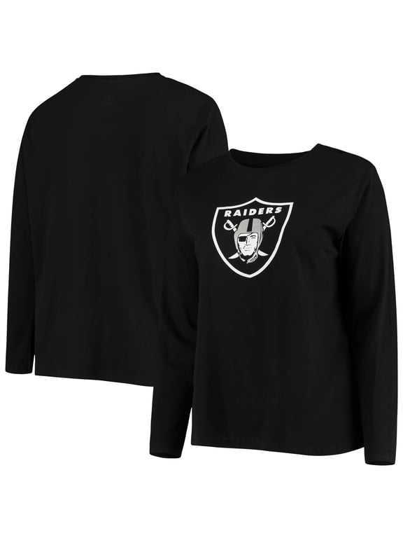 Women's Fanatics Black Las Vegas Raiders Plus Size Primary Logo Long Sleeve T-Shirt