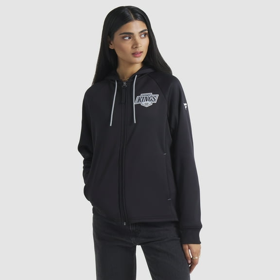Women's Fanatics Black Los Angeles Kings Authentic Pro Rink Raglan Full-Zip Hoodie