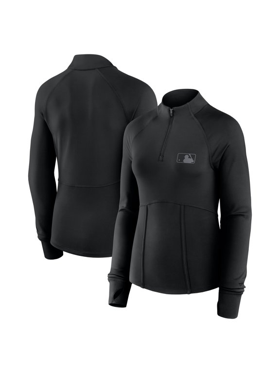 Women's Fanatics Black MLB Merchandise Elements Raglan Tri-Blend Quarter-Zip Top