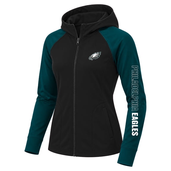 Women's Fanatics Black/Midnight Green Philadelphia Eagles Plus Size Cornerback Blitz Full-Zip Hoodie