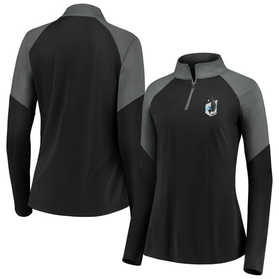Women's Fanatics Black Minnesota United FC Interlock Quarter-Zip Pullover