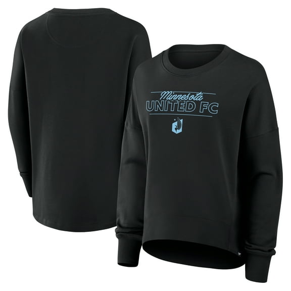 Women's Fanatics Black Minnesota United FC Oversized Captain Arm Band Pullover Sweatshirt
