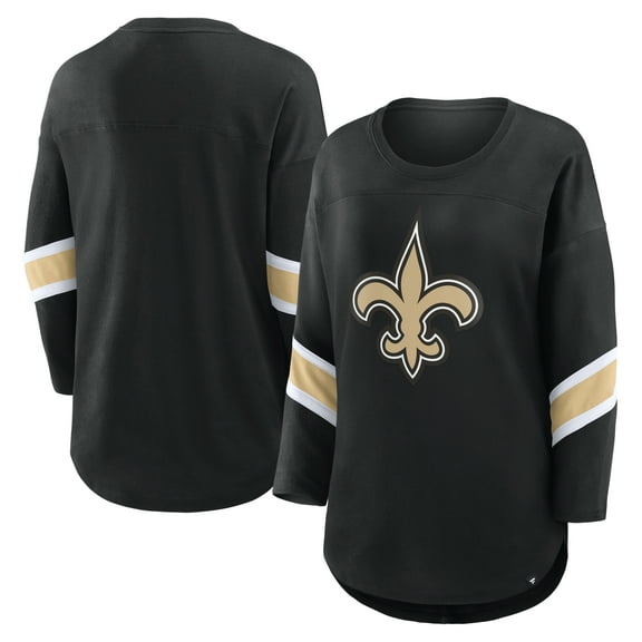 Women's Fanatics Black New Orleans Saints Plus Size Redzone 3/4-Sleeve Scoop Neck T-Shirt
