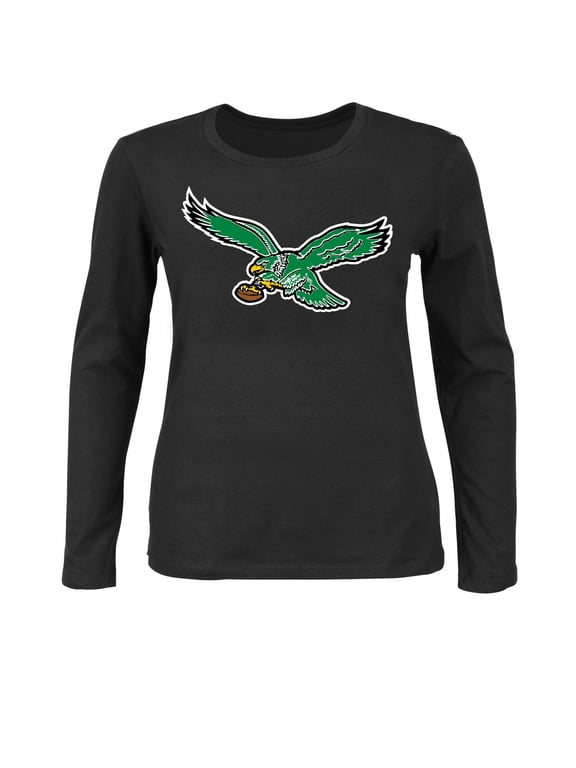 Women's Fanatics Black Philadelphia Eagles Plus Size Scoop Neck Long Sleeve T-Shirt
