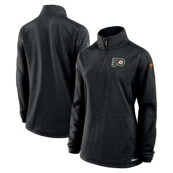 Women's Fanatics Black Philadelphia Flyers Authentic Pro Rink Lightweight Quarter-Zip Pullover Top