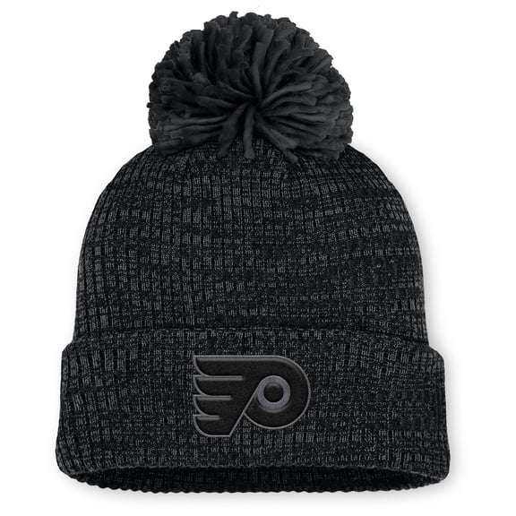 Women's Fanatics Black Philadelphia Flyers Authentic Pro Road Cuffed Knit Hat with Pom