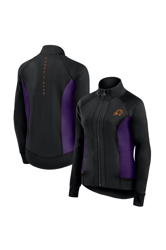 Women's Fanatics Black Phoenix Suns Studio Fitted Full-Zip Gym Track Jacket
