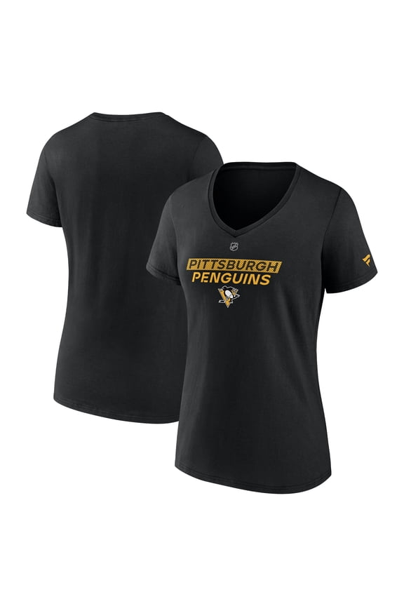 Women's Fanatics Black Pittsburgh Penguins Authentic Pro Core Primary V-Neck T-Shirt