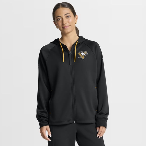 Women's Fanatics Black Pittsburgh Penguins Authentic Pro Rink Raglan Full-Zip Hoodie