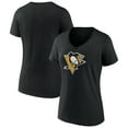 thumbnail image 1 of Women's Fanatics Black Pittsburgh Penguins Primary Logo Team V-Neck T-Shirt, 1 of 3