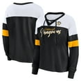 thumbnail image 1 of Women's Fanatics Black Pittsburgh Penguins Take the Shot Long Sleeve Lace-Up V-Neck T-Shirt, 1 of 3