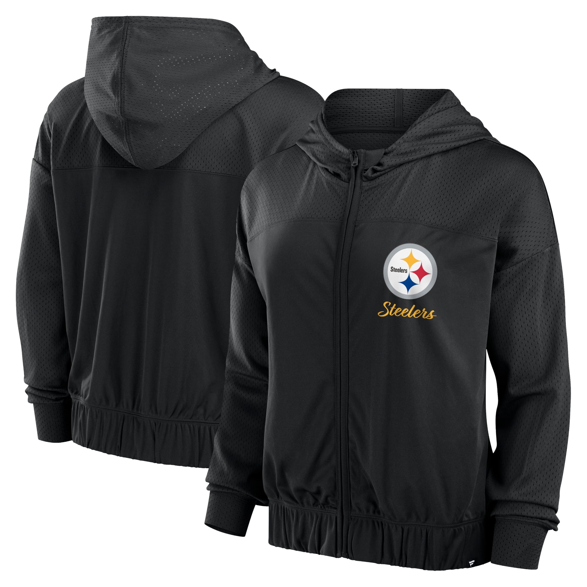 Women s Fanatics Black Pittsburgh Steelers Script Lock Full Zip Hoodie Walmart