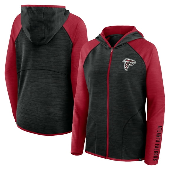 Women's Fanatics Black/Red Atlanta Falcons Redzone End Around Pass Raglan Full-Zip Hoodie