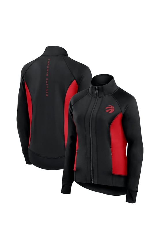 Women's Fanatics Black Toronto Raptors Studio Fitted Full-Zip Gym Track Jacket