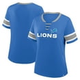 thumbnail image 1 of Women's Fanatics Blue Detroit Lions Redzone Draw Play Athena Lace-Up T-Shirt, 1 of 3