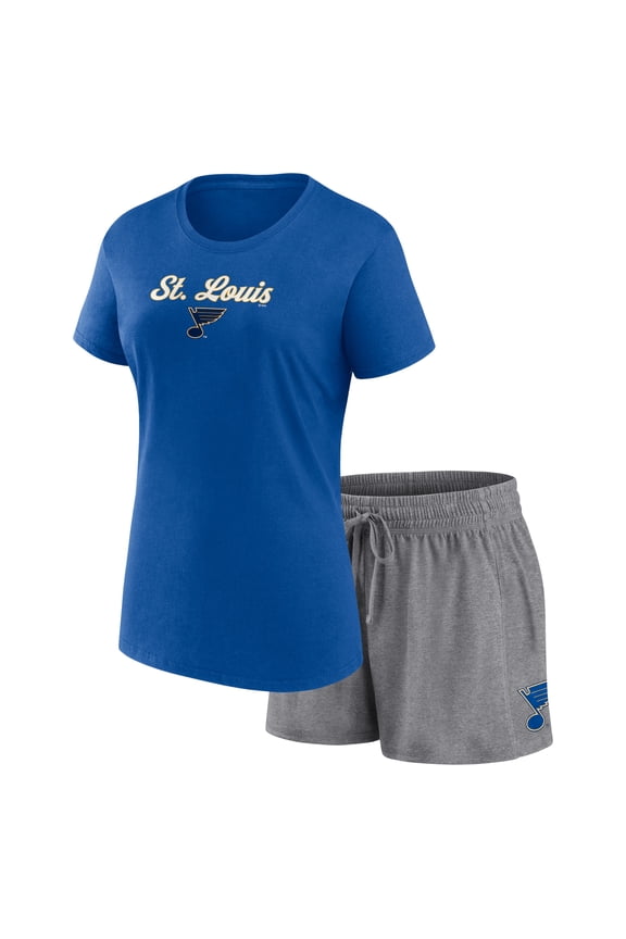 Women's Fanatics Blue/Gray St. Louis Blues Script T-Shirt & Shorts Set