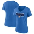 thumbnail image 1 of Women's Fanatics  Blue Oklahoma City Thunder 2025 NBA Finals Champions Fast Break Hometown V-Neck T-Shirt, 1 of 4
