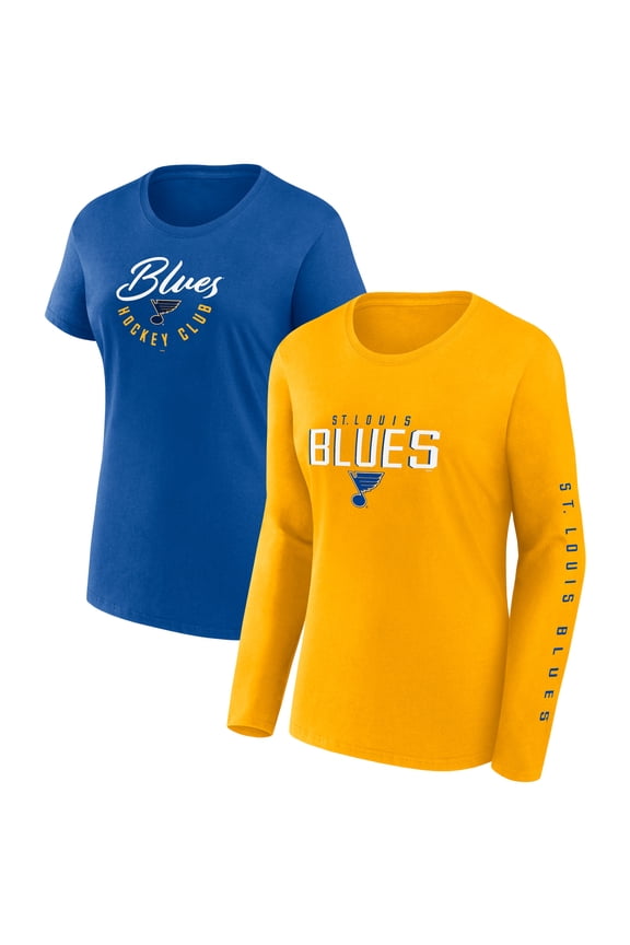 Women's Fanatics  Blue St. Louis Blues Long and Short Sleeve Two-Pack T-Shirt Set
