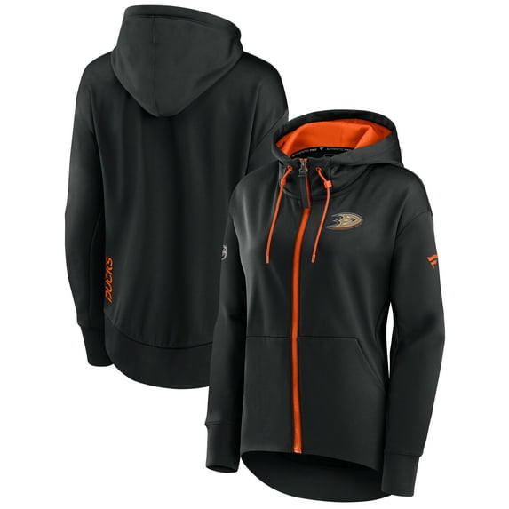 Women's Fanatics Branded Black Anaheim Ducks Authentic Pro Rink Full-Zip Hoodie